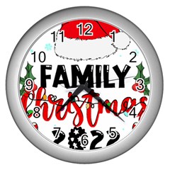 Family Christmas T- Shirt Family Christmas 2022 T- Shirt Wall Clock (silver) by ZUXUMI