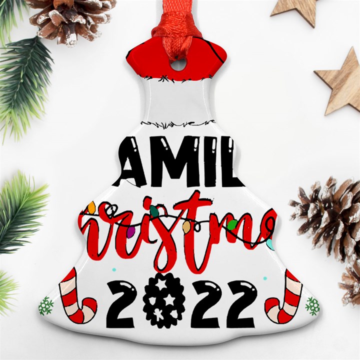 Family Christmas T- Shirt Family Christmas 2022 T- Shirt Christmas Tree Ornament (Two Sides)