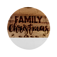 Family Christmas T- Shirt Family Christmas 2022 T- Shirt Marble Wood Coaster (round) by ZUXUMI