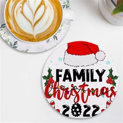 Family Christmas T- Shirt Family Christmas 2022 T- Shirt Uv Print Round Tile Coaster by ZUXUMI