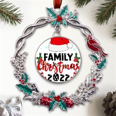 Family Christmas T- Shirt Family Christmas 2022 T- Shirt Metal X mas Wreath Holly Leaf Ornament by ZUXUMI