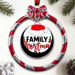 Family Christmas T- Shirt Family Christmas 2022 T- Shirt Metal Red Ribbon Round Ornament by ZUXUMI