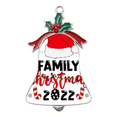 Family Christmas T- Shirt Family Christmas 2022 T- Shirt Metal Holly Leaf Bell Ornament by ZUXUMI