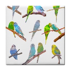 Parakeet T-shirtlots Of Colorful Parakeets - Cute Little Birds T-shirt Tile Coaster