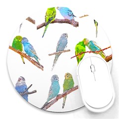 Parakeet T-shirtlots Of Colorful Parakeets - Cute Little Birds T-shirt Round Mousepad