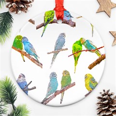 Parakeet T-shirtlots Of Colorful Parakeets - Cute Little Birds T-shirt Ornament (Round)