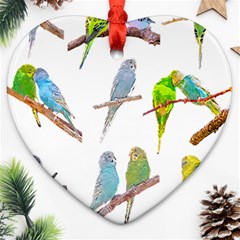 Parakeet T-shirtlots Of Colorful Parakeets - Cute Little Birds T-shirt Ornament (Heart)