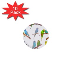 Parakeet T-shirtlots Of Colorful Parakeets - Cute Little Birds T-shirt 1  Mini Buttons (10 pack) 