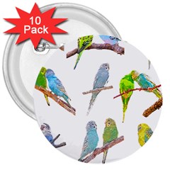 Parakeet T-shirtlots Of Colorful Parakeets - Cute Little Birds T-shirt 3  Buttons (10 pack) 