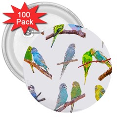 Parakeet T-shirtlots Of Colorful Parakeets - Cute Little Birds T-shirt 3  Buttons (100 pack) 