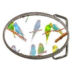 Parakeet T-shirtlots Of Colorful Parakeets - Cute Little Birds T-shirt Belt Buckles by EnriqueJohnson