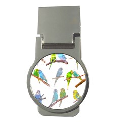 Parakeet T-shirtlots Of Colorful Parakeets - Cute Little Birds T-shirt Money Clips (Round) 