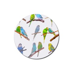 Parakeet T-shirtlots Of Colorful Parakeets - Cute Little Birds T-shirt Rubber Coaster (Round)