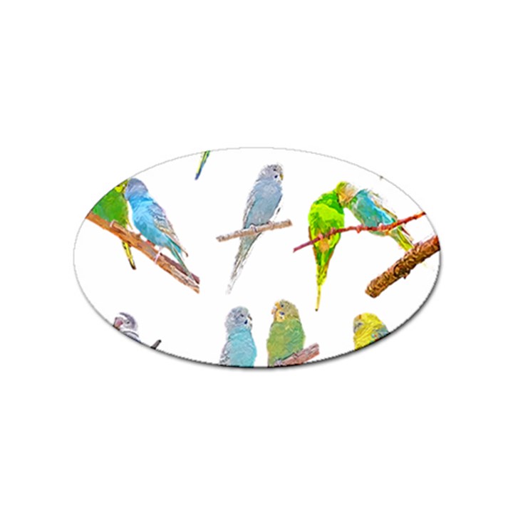 Parakeet T-shirtlots Of Colorful Parakeets - Cute Little Birds T-shirt Sticker (Oval)