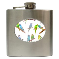 Parakeet T-shirtlots Of Colorful Parakeets - Cute Little Birds T-shirt Hip Flask (6 oz)