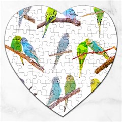 Parakeet T-shirtlots Of Colorful Parakeets - Cute Little Birds T-shirt Jigsaw Puzzle (Heart)