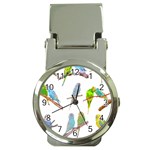 Parakeet T-shirtlots Of Colorful Parakeets - Cute Little Birds T-shirt Money Clip Watches Front