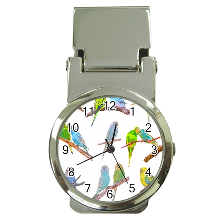 Parakeet T-shirtlots Of Colorful Parakeets - Cute Little Birds T-shirt Money Clip Watches