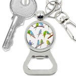 Parakeet T-shirtlots Of Colorful Parakeets - Cute Little Birds T-shirt Bottle Opener Key Chain Front