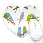 Parakeet T-shirtlots Of Colorful Parakeets - Cute Little Birds T-shirt Heart Mousepad Front