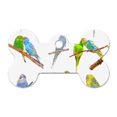 Parakeet T-shirtlots Of Colorful Parakeets - Cute Little Birds T-shirt Dog Tag Bone (two Sides) by EnriqueJohnson