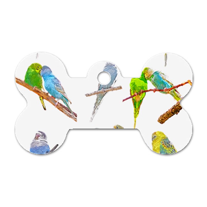 Parakeet T-shirtlots Of Colorful Parakeets - Cute Little Birds T-shirt Dog Tag Bone (Two Sides)