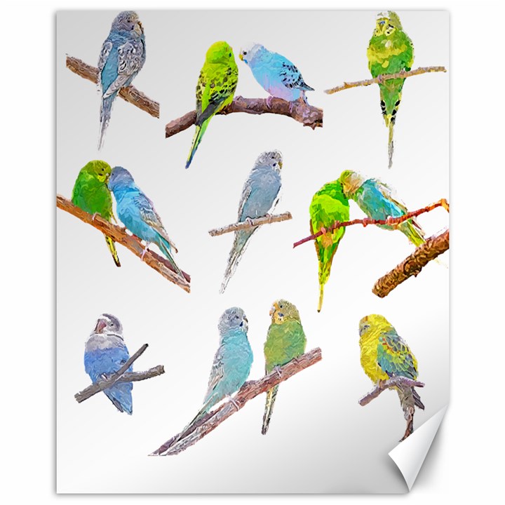 Parakeet T-shirtlots Of Colorful Parakeets - Cute Little Birds T-shirt Canvas 11  x 14 