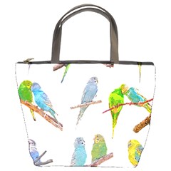 Parakeet T-shirtlots Of Colorful Parakeets - Cute Little Birds T-shirt Bucket Bag