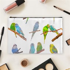 Parakeet T-shirtlots Of Colorful Parakeets - Cute Little Birds T-shirt Cosmetic Bag (Large)