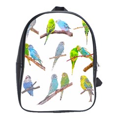 Parakeet T-shirtlots Of Colorful Parakeets - Cute Little Birds T-shirt School Bag (Large)