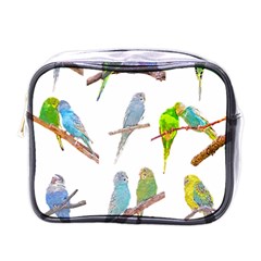 Parakeet T-shirtlots Of Colorful Parakeets - Cute Little Birds T-shirt Mini Toiletries Bag (One Side)