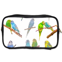 Parakeet T-shirtlots Of Colorful Parakeets - Cute Little Birds T-shirt Toiletries Bag (One Side)