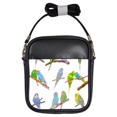 Parakeet T-shirtlots Of Colorful Parakeets - Cute Little Birds T-shirt Girls Sling Bag