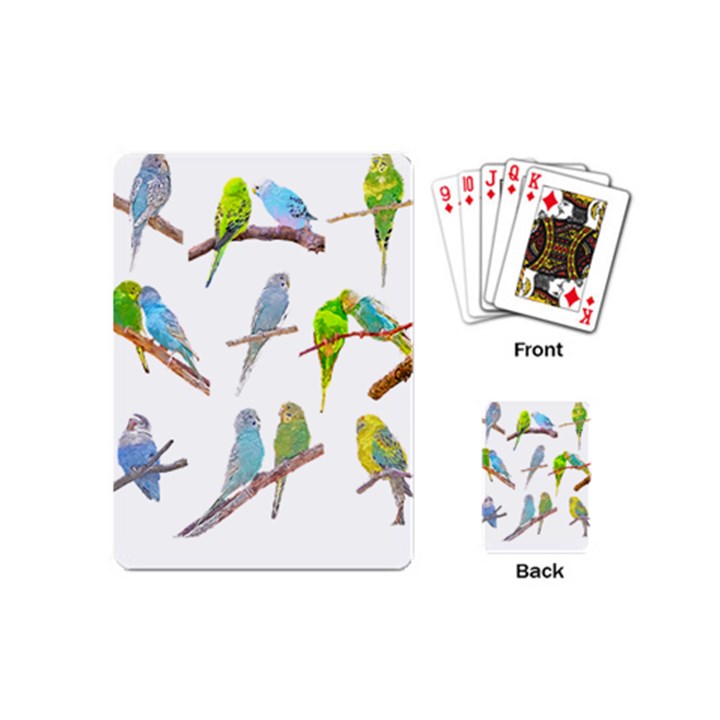 Parakeet T-shirtlots Of Colorful Parakeets - Cute Little Birds T-shirt Playing Cards Single Design (Mini)