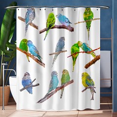 Parakeet T-shirtlots Of Colorful Parakeets - Cute Little Birds T-shirt Shower Curtain 60  x 72  (Medium) 