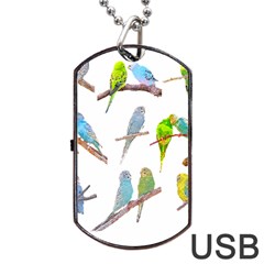 Parakeet T-shirtlots Of Colorful Parakeets - Cute Little Birds T-shirt Dog Tag USB Flash (Two Sides)