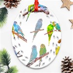 Parakeet T-shirtlots Of Colorful Parakeets - Cute Little Birds T-shirt Ornament (Oval Filigree) Front