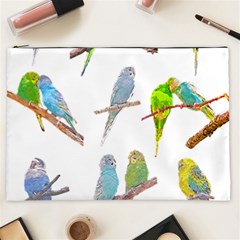 Parakeet T-shirtlots Of Colorful Parakeets - Cute Little Birds T-shirt Cosmetic Bag (XXL)