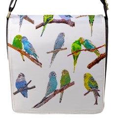 Parakeet T-shirtlots Of Colorful Parakeets - Cute Little Birds T-shirt Flap Closure Messenger Bag (S)