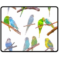 Parakeet T-shirtlots Of Colorful Parakeets - Cute Little Birds T-shirt Two Sides Fleece Blanket (medium) by EnriqueJohnson