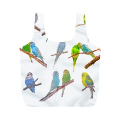 Parakeet T-shirtlots Of Colorful Parakeets - Cute Little Birds T-shirt Full Print Recycle Bag (M)