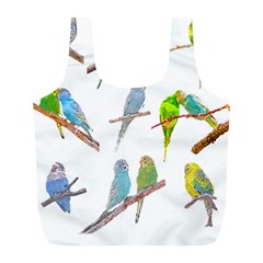 Parakeet T-shirtlots Of Colorful Parakeets - Cute Little Birds T-shirt Full Print Recycle Bag (L)