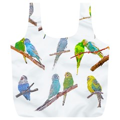 Parakeet T-shirtlots Of Colorful Parakeets - Cute Little Birds T-shirt Full Print Recycle Bag (XL)