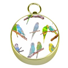 Parakeet T-shirtlots Of Colorful Parakeets - Cute Little Birds T-shirt Gold Compasses