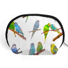 Parakeet T-shirtlots Of Colorful Parakeets - Cute Little Birds T-shirt Accessory Pouch (Medium)