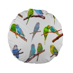 Parakeet T-shirtlots Of Colorful Parakeets - Cute Little Birds T-shirt Standard 15  Premium Flano Round Cushions