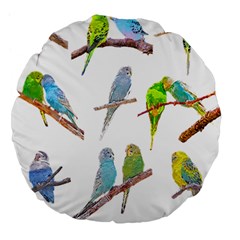 Parakeet T-shirtlots Of Colorful Parakeets - Cute Little Birds T-shirt Large 18  Premium Flano Round Cushions