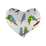 Parakeet T-shirtlots Of Colorful Parakeets - Cute Little Birds T-shirt Standard 16  Premium Flano Heart Shape Cushions Front