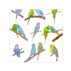 Parakeet T-shirtlots Of Colorful Parakeets - Cute Little Birds T-shirt Square Satin Scarf (30  x 30 )