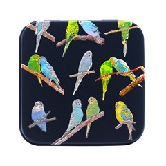 Parakeet T-shirtlots Of Colorful Parakeets - Cute Little Birds T-shirt Square Metal Box (black) by EnriqueJohnson